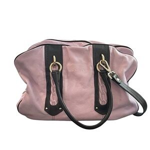 Capoverso Italian Leather Pink & Black Satchel Tote – Needs Interior Repair